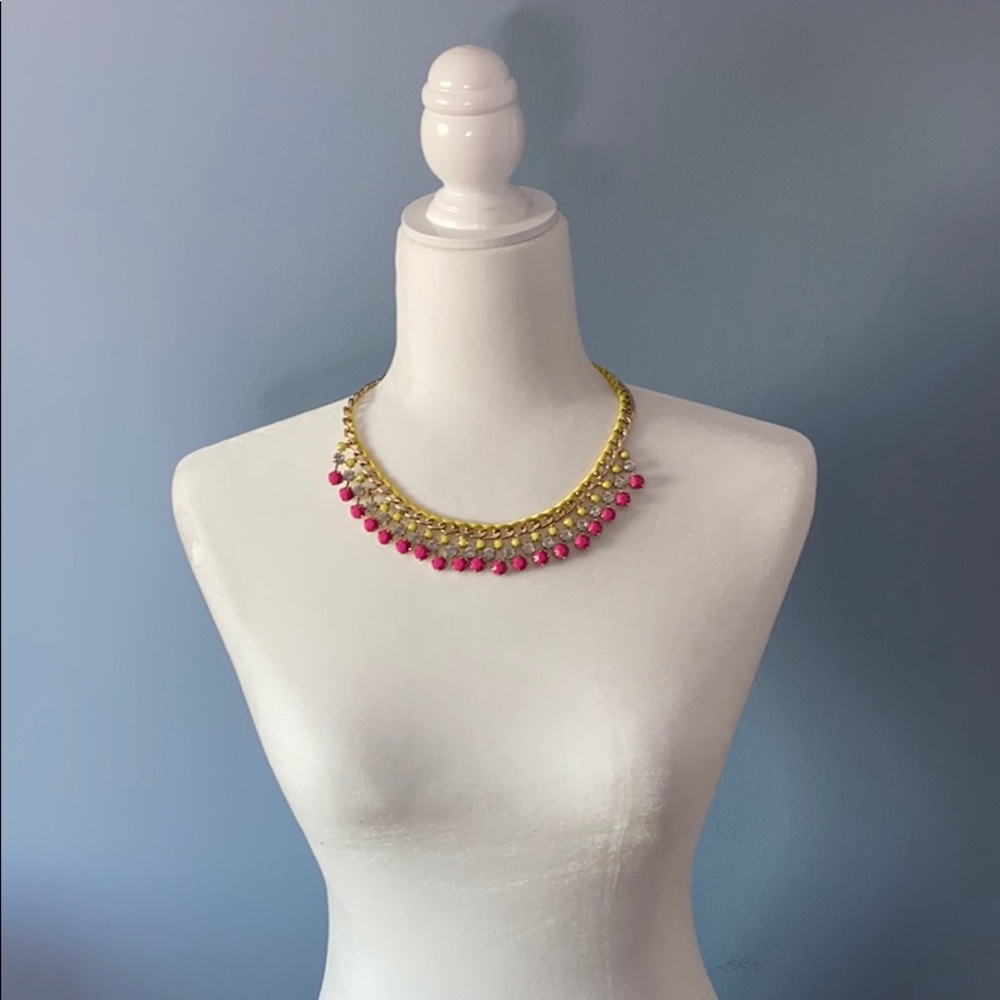 Natasha Gold, Pink, and Yellow Statement Necklace